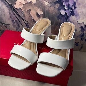 Kelly & Katie White Block Heel Sandals